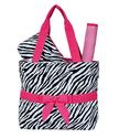 Quilted Zebra Print 3pc Diaper Bag with Changing Pad (Fuchsia)
