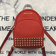 MICHAEL Michael Kors Abbey Extra-Small Studded Leather Backpack Red