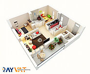 1 Bedroom Apartment 3D Floor Plan - Vegacadd