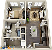 1 BHK 3D House Floor Plan - Vegacadd