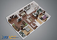 2 Bedroom 3D Floor Plan Design