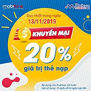 Mobifone khuyến mãi tặng 20% giá trị thẻ nạp ngày 13/11/2019
