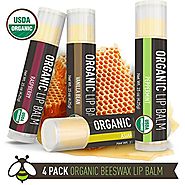 Lip Balm - 4 Pack - La Lune Naturals USDA Certified Organic Lip Balm, Natural Beeswax Lip Balm - Vanilla Bean, Raspbe...