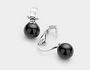Clip On Earrings - Clip On Pearl Earrings Elegant Petite Black Solo Pearl