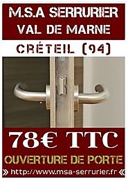 Serrurier Créteil - Dépannage Serrurier Créteil 78€ TTC