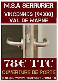 Serrurier Vincennes - Déplacement 39€ - Intervention 24H/24