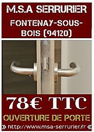 Serrurier Fontenay Sous Bois - Déplacement 39€ - 24H/24