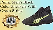 fashionothon Puma Men's Black Color Sneakers With Green Stripe