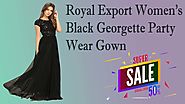 fashionothon Royal Export Women's Black Georgette Party Wear Gown