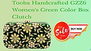 fashionothon Tooba Handcrafted GZZ6 Women's Green Color Box Clutch