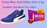 fashionothon Puma Blue And White Astro Cup Leather Sneakers For Men