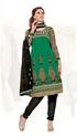Green and Black Anarkali Unstitched Dress