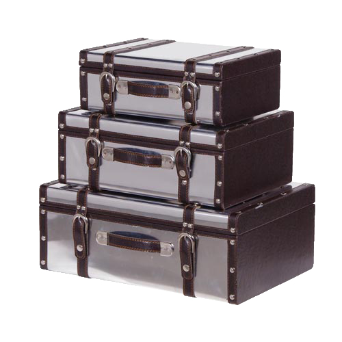 S/3 METAL EFF.SUITCASES from The Essential Home