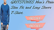 Xclusiveoffer GRITSTONES Men's Plain Slim Fit and Long Sleeve T-Shirt.
