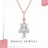 Marquise Round Diamond Pendant, 14k Gold Diamond Cluster Necklace, Bridal Wedding Diamond Pendants with Chain
