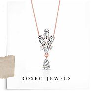 Marquise Diamond Cluster Pendant Necklace, Bridesmaid Gold Necklace, Unique Teardrop Wedding Pendant Jewellery with C...