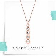 6 Diamond Vertical Long Pendant, Rose Gold Graduate Drop Pendant, Bridesmaid Wedding Necklaces