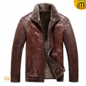 Fur Lined Mens Leather Jacket CW819064 - JACKETS.CWMALLS.COM