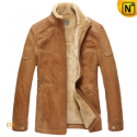Mens Fur Lined Leather Jacket CW829120 - CWMALLS.COM
