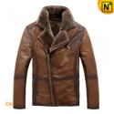 Fur Lined Brown Mens Jacket CW819066 - CWMALLS.COM