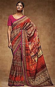 Fashionable Multicolor Digital Print Work Silk Party Wear Sari