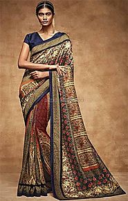 Fascinating Multicolor Digital Print Work Silk Trendy Sari