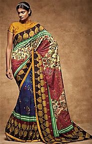 Lovable Multicolor Digital Print Work Silk Stylish Saree For Party