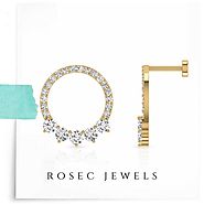 Open Circle Stud Earring, Tiny Pave Diamond Earring Jewelry, Minimalist Flat Back Studs for Women