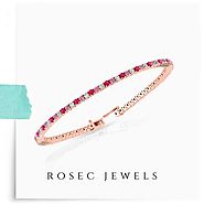 Gold Birthstone Bracelet, Multi Gemstone Tennis Bracelet, Bridesmaid Ruby Pink Tourmaline Diamond Chain Bracelet