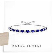 Antique Blue Sapphire Diamond Bracelet, Blue Stone Bolo Bracelet, 14k Gold Chain Adjustable Bracelet, September Birth...