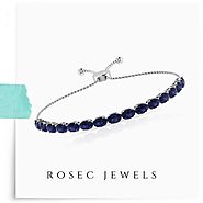 Oval Shape Iolite Bolo Bracelet, Adjustable 14k White Gold Blue Stone Bracelet, Birthstone Anniversary Women Bracelet