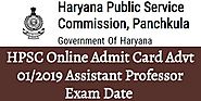 HPSCOnline Admit Card Advt 01/2019 Assistant Professor Exam Date