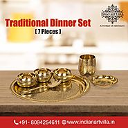 7 Pieces Traditional Brass Dinner Set | IndianArtVilla