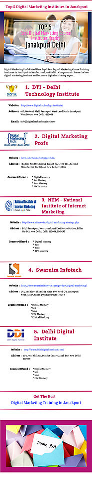 Top 5 Digital Marketing Institutes In Janakpuri | Infographic