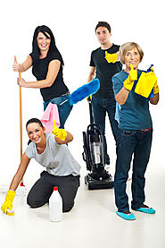 Crew of cleaning people