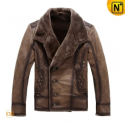 Mens Brown Fur Lined Leather Jacket CW819084 - CWMALLS.COM