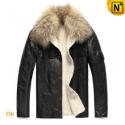 Fur Lined Leather Jacket Mens CW819183 - CWMALLS.COM