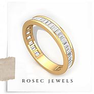Diamond Three Quarter Eternity Ring, Baguette Diamond Stackable Ring for Women, Eternity Ring for Birthday.