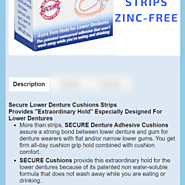 Secure Denture Adhesive Cushion Strips_ 15 Strips Zinc-Free