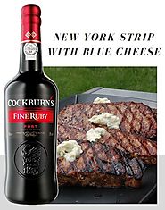 New York Strip with blue cheese and Cockburn’s Fine Ruby Port