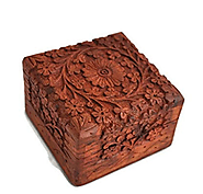 Artncraft Jewelry Box Novelty Item, Unique Artisan Traditional Hand Carved Rosewood Jewelry Box From India Inside