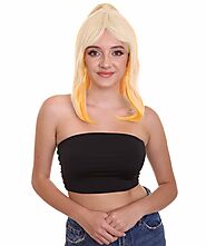 Aniara Women's Blonde Orange Layered Ponytail Cosplay wig