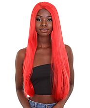Women's 26 in Lace Front Heat Resistant Red Colored Wig