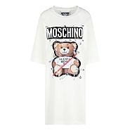Moschino Safety Pin Teddy Women Short Sleeves Short Dress White
