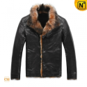 Mens Black Fur Lined Leather Jackets CW819061 - CWMALLS.COM