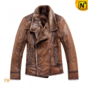 Brown Leather Fur Lined Jackets for Men CW819056 - CWMALLS.COM