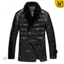 Double Breasted Leather Down Coat CW832100 - CWMALLS.COM