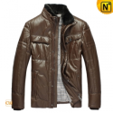 Mens Casual Down Leather Jackets CW832203 - CWMALLS.COM