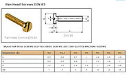 DIN 85 screws Brass Pan head Screws Slotted Pan head machine screws DIN 85 Pan head Brass Screws