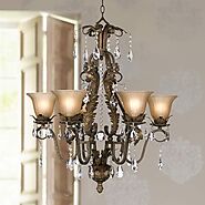 ESSENCE HOME DECOR Bronze and Crystal Chandelier - 29" Wide